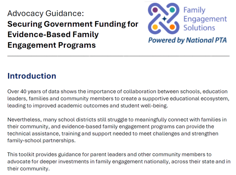Advocacy Guidance: Securing Government Funding for Evidence-Based Family Engagement Programs